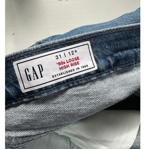 GAP 90s Loose High Rise Jeans Blue Women’s Size 31 Straight Leg - Picture 7 of 14